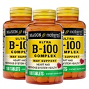 MASON NATURAL Ultra B,100 Complex, 300,Day Supply, pentru suport imunitar normal și metabolice de energie, ambalaj 3