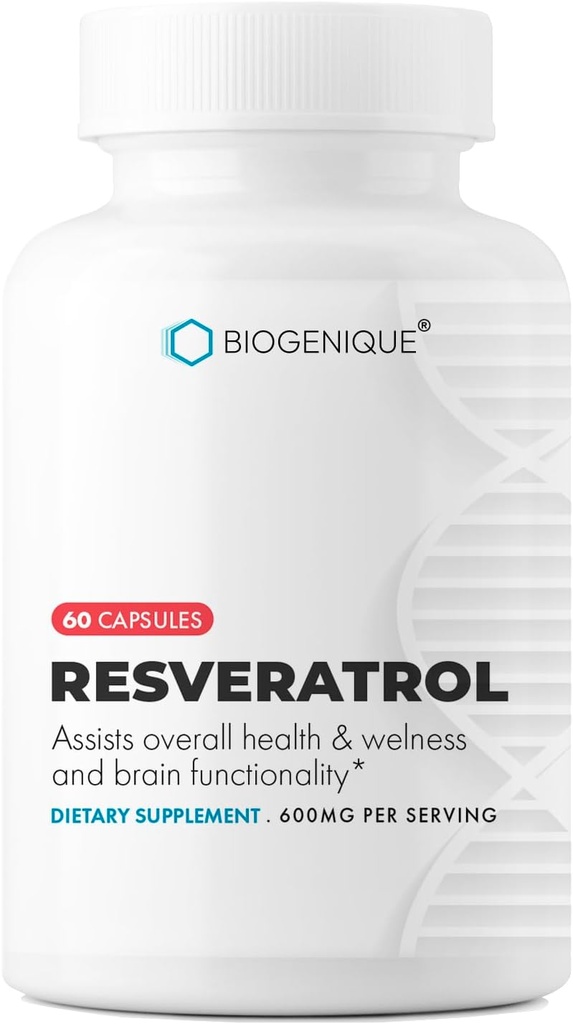 Resveratrol 600 mg Antioxidanti potenti si Trans-Resveratrol din extract de root poligonum, Promoveaza suport anti-aging si cardiovascular, 60 capsule - Made in USA - Vegan, Non-GMO, Gluten Free