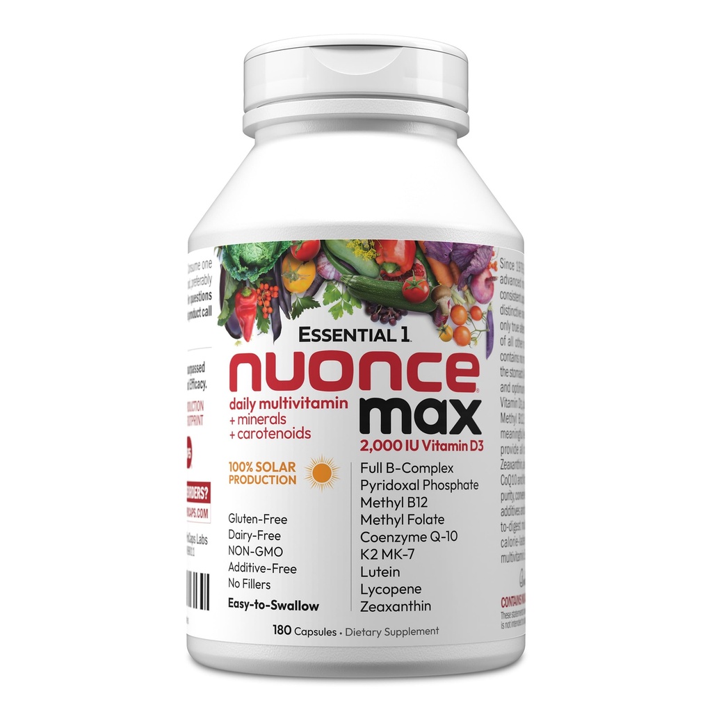 ANDREW LESSMAN Essential-1 dance max Multivitamine 2000 UI Vitamina D3 180 Capsule mici. 100 mcg Metil B12. CoQ10 Lutein Licopen Zeaxantină. Înaltă Potenţă. Fără aditivi. Capsule zilnice Ultra-Mild