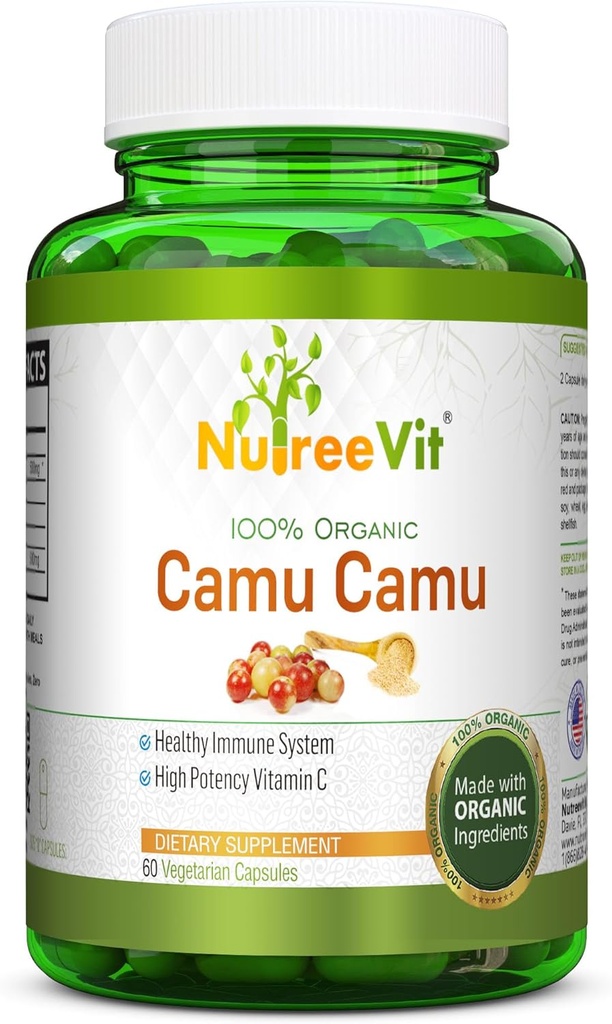 NurteeVit 100% Organic Camu Camu Capsule 500mg - Vitamina C, Packed with Vitamine and Minerals (90 Count)