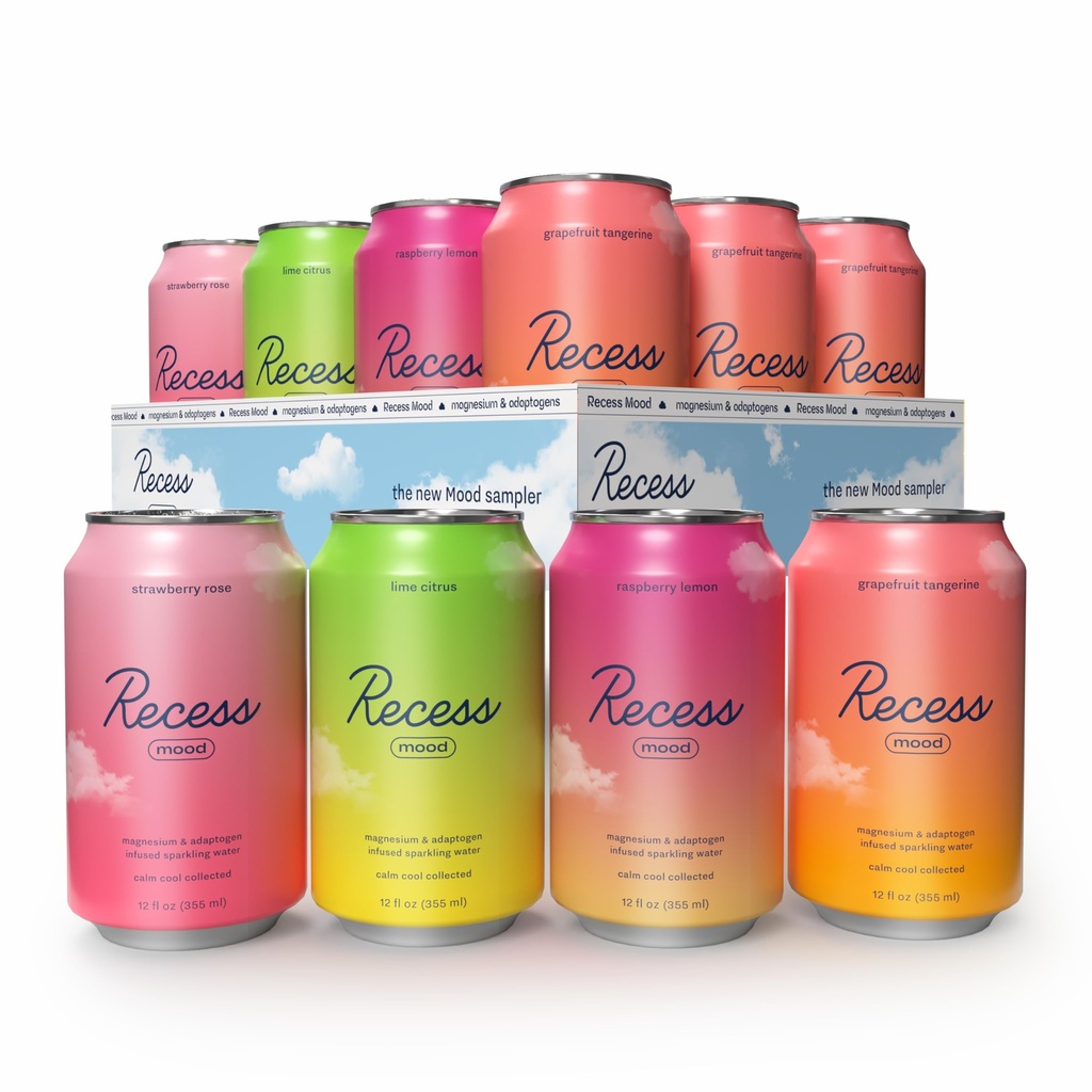 Recesion Mody Magneziu & Adaptogen Drink, Relaxation Beverage, 12 Ounce (Variety Pack, 12 Pack)