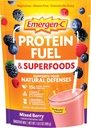 Emergen-C Pudră de proteine de combustibil și Superalimente (16 Serviri, Aromă de Berry mixt) Se amestecă cu Superalimente organice, Vitamina C și alți antioxidanți