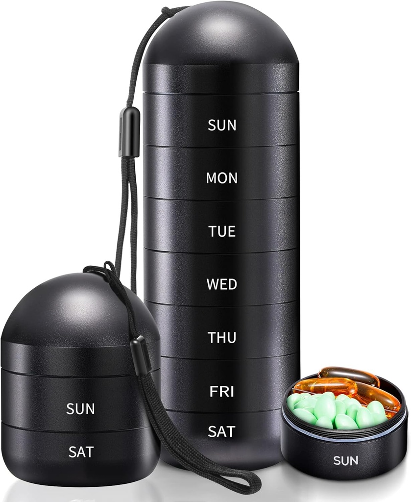 Zannaki Weekly Pill Organizator 7 zi 2 ori pe zi, Portable Metal Travel rezistent la apa AM PM Pilula cutie, Carcasa de pastile mari, BPA gratuit de zi cu zi medicament Organizator titular pentru vitamina, ulei de pește, supliment