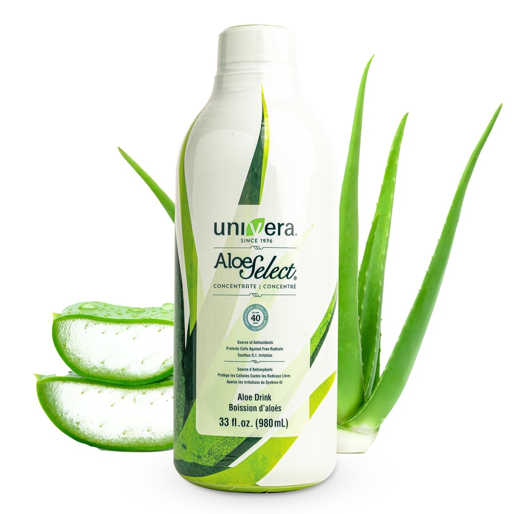 Univera Aloe Vera Juice, Preminum Organic Aloe Vera, 10% Polysacharide Retention, Digestive Enzymes for Gut Health, Immune Support & Gut Health, Aloe Flavor - 30 Days Supply (33 fl oz)