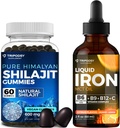 Ultimate Health Bundle: supliment lichid de fier & Pure Himalayan Organic Shilaj Gummies pentru femei si barbati - non-GMO, Vegan, Natural Energy and Immune Support - 60 Gummies & 30 Servings