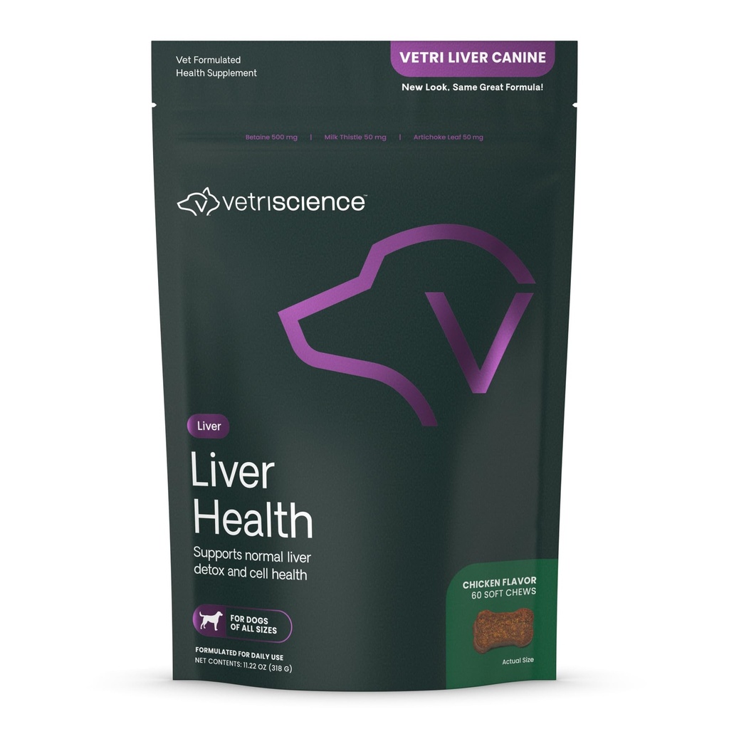 VetriScience Ficat Health Chews with Milk Thistle, Vetri Liver Detox Supplement for Dogs, Turmeric and Artichoke Leaf for Liver Support and Detoxifiere, Chicken, 60 Count