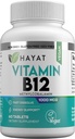 HAYAT Vitamine Vegan naturale Vitamina B12 1000 MCG, Supliment alimentar pentru suport metabolic energie, 2 luni de aprovizionare, toate naturale, certificate Halal, 60 comprimate, Made in the USA