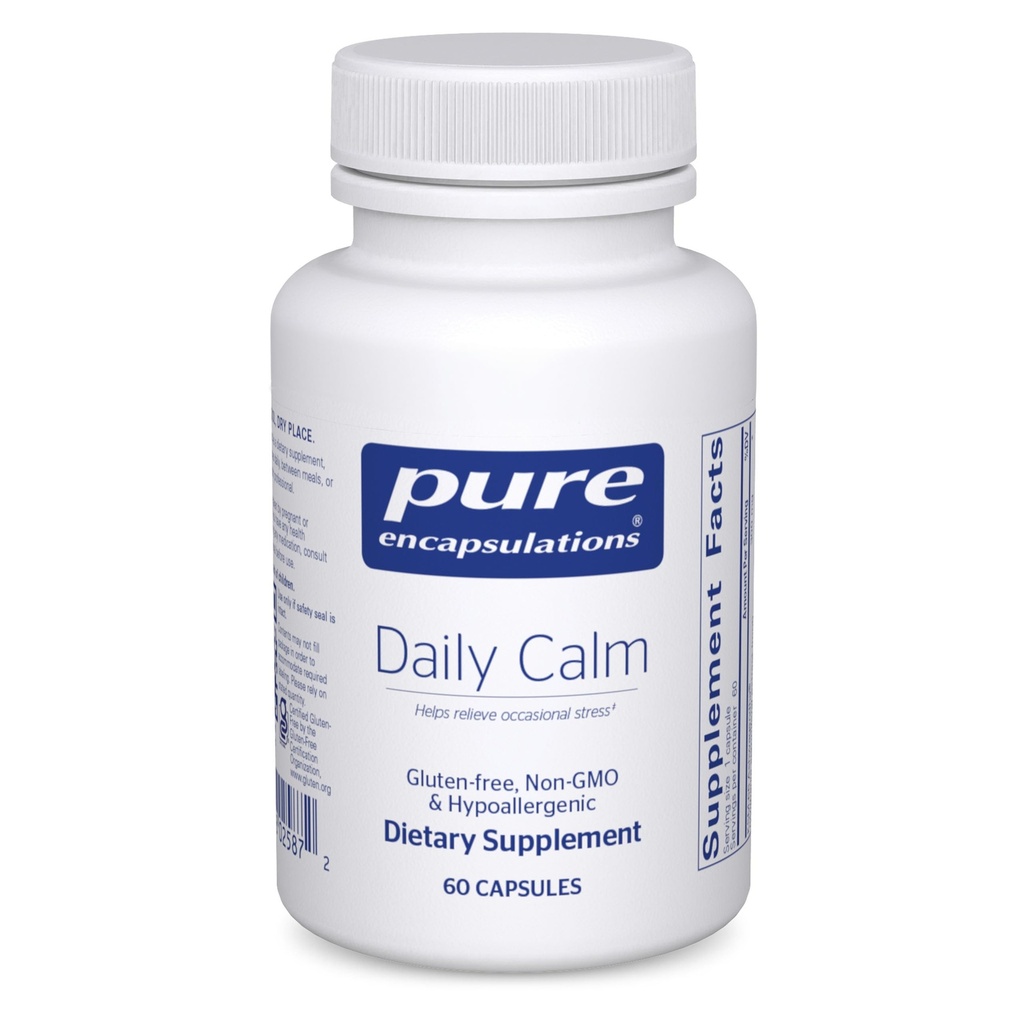 Pure Encapsulations Daily Calm - Vegan Stress & Sleep Supplement - Conține Ashwagandha, Saffron, GABA & L-Theanine - Non-GMO, Soy-Free & Gluten-Free - 60 capsule