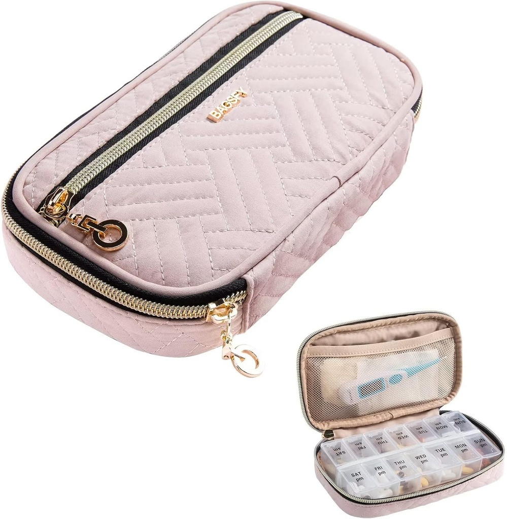 BAGSFY Pill Organizator Caz 2 ori pe zi- Medicina Weekly Organizator Travel Pilula Box cu Removabil 7 zile Medicina container pentru ulei de pește, vitamina, supliment