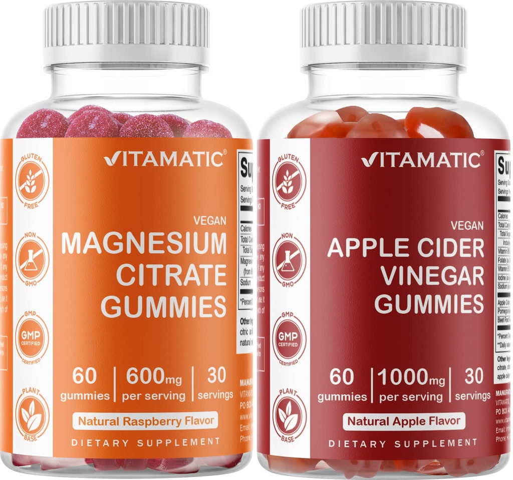 Vitamatic Magneziu & Apple Cidru Oţet Gumries - 60 Vegan Conte Fiecare