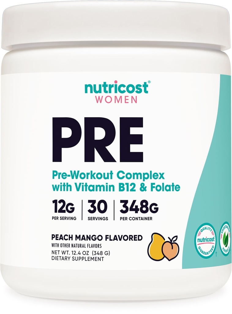 Nutricost Praf de gimnastică pentru femei, Peach Mango, 30 Serviri