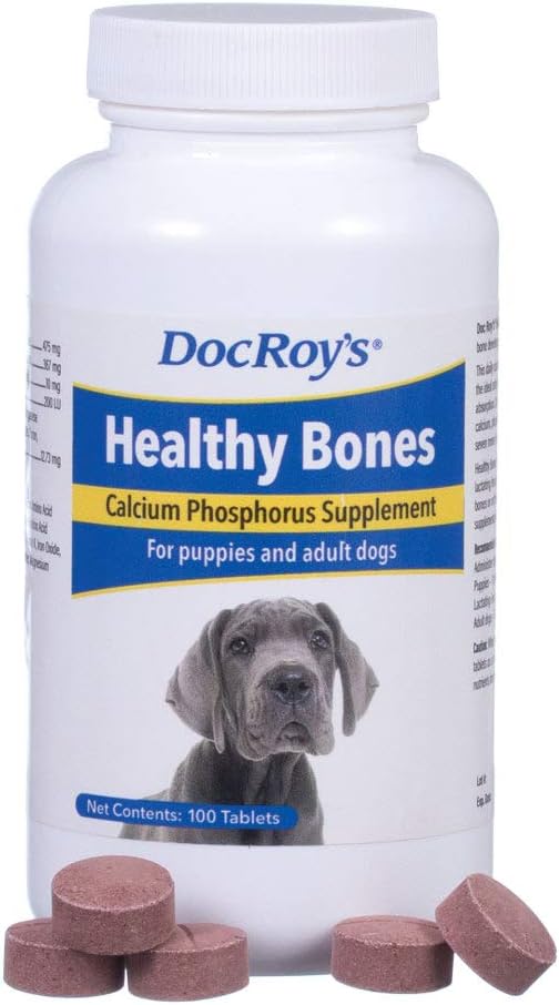 Revival Animal Health Doc Roy's Healthy Bones- Calciu supliment fosfor- pentru câini și căței- 100ct comprimate