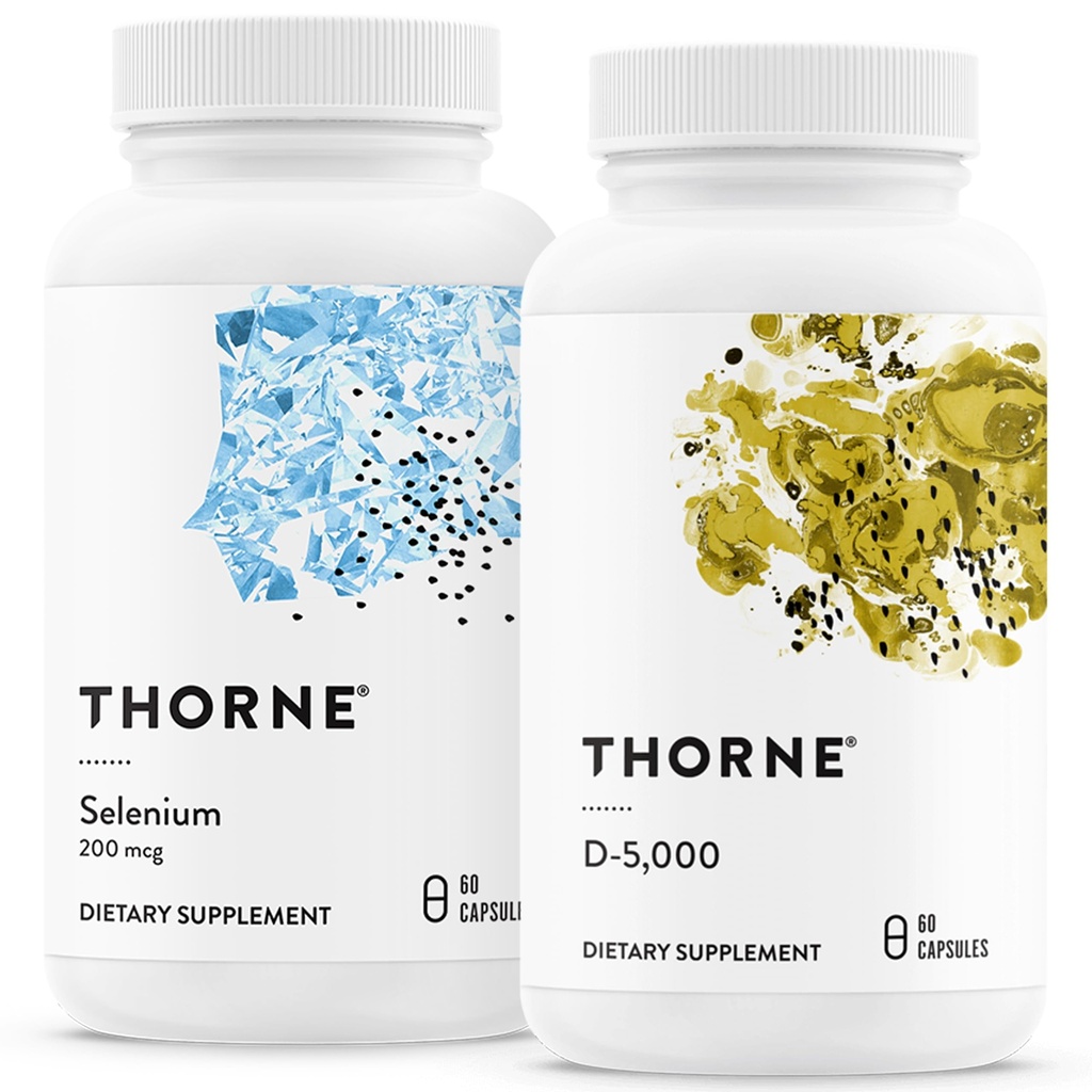 THORNE - Antioxidant & Wellness Bundle - Seleniu & Vitamina D-5000 - Susţine sănătatea tiroidiană şi funcţia imună - 60 Servings