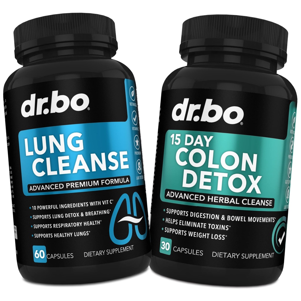 Lung Cleanse & Colon Detox - Formule de plante pentru a sprijini sănătatea respiratorie și mișcările de intestin