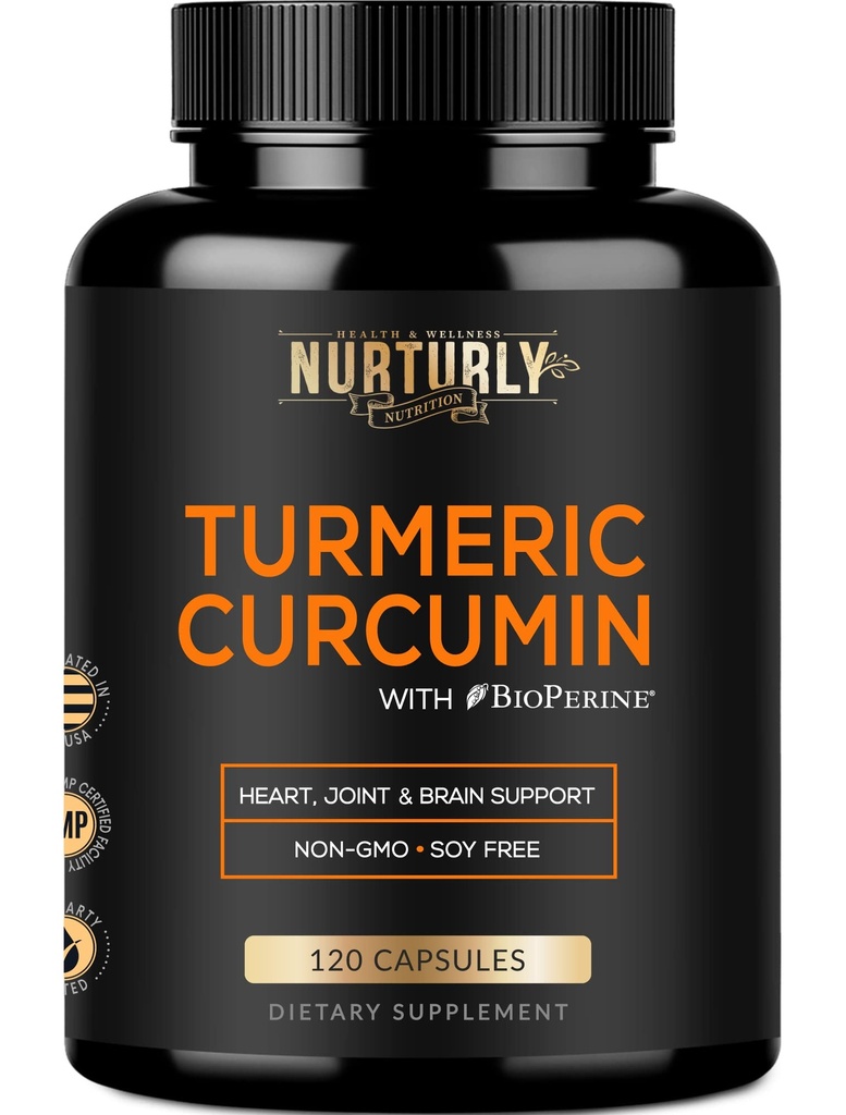 Curcumina turmerica cu piper negru BioPerine si 95% Curcuminoide - Suplimente Turmerice de mare absorbtie 1300mg pentru sanatate de vatra - non-GMO, Gluten gratuit - 120 capsule