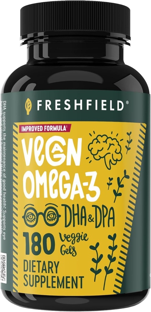 Vegan Omega 3 DHA: Algae Oil, Most Reviewed, Carragenan Free, Sustainable, Tested, No Heavy Metals, Fish Oil Alt, Plant based Omega. Sprijină inima, creierul, sănătatea comună w/DPA