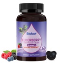 Gume naturale de mure negre 150mg, extract de fructe de soc cu vitamina C și zinc, Herbal ElderCraft® Gummies Daily Immune Support pentru copii și adulți, 60 Conte