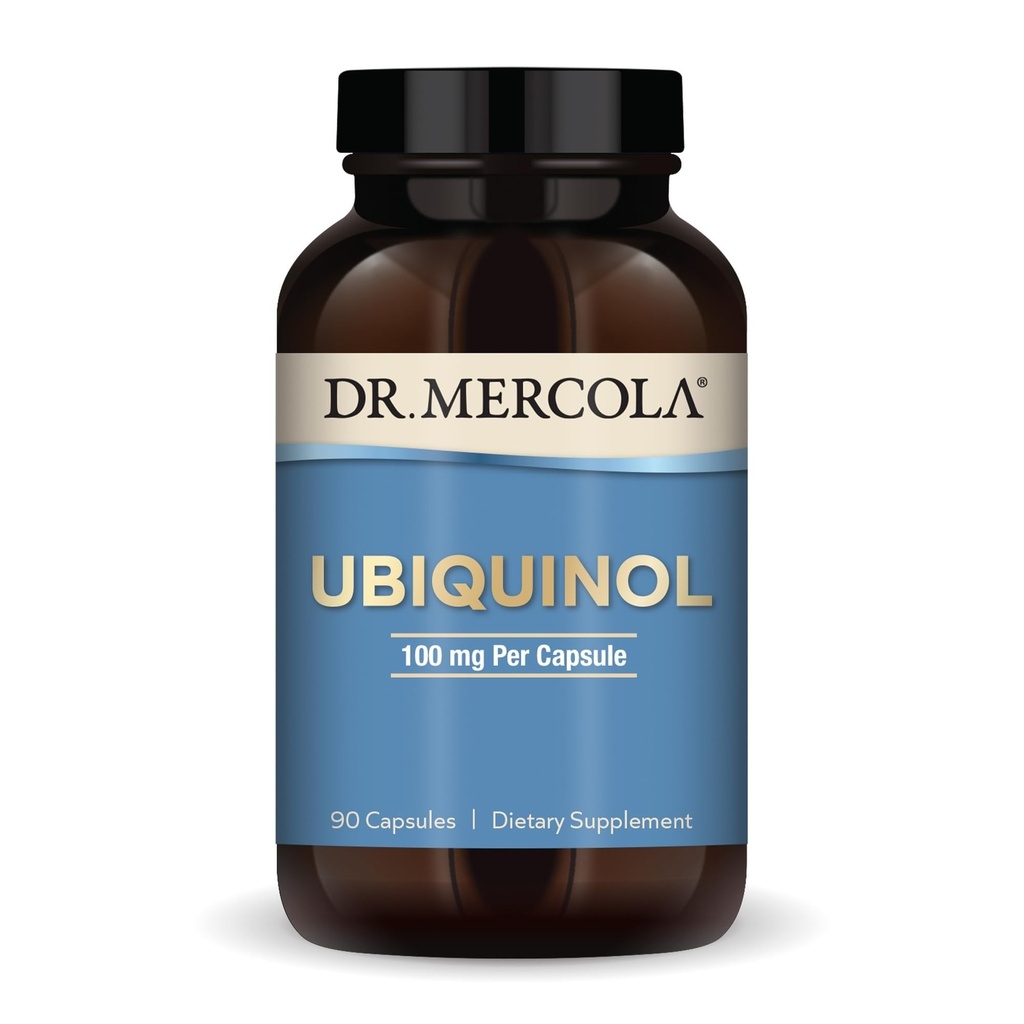 Dr. Mercola Ubichinol - Susţine energia, sănătatea celulară şi sănătatea cardiacă - 100 mg Ubichinol - Formula de înaltă absorbţie - non-GMO, gluten-free şi soia - 90 capsule (90 Servings)
