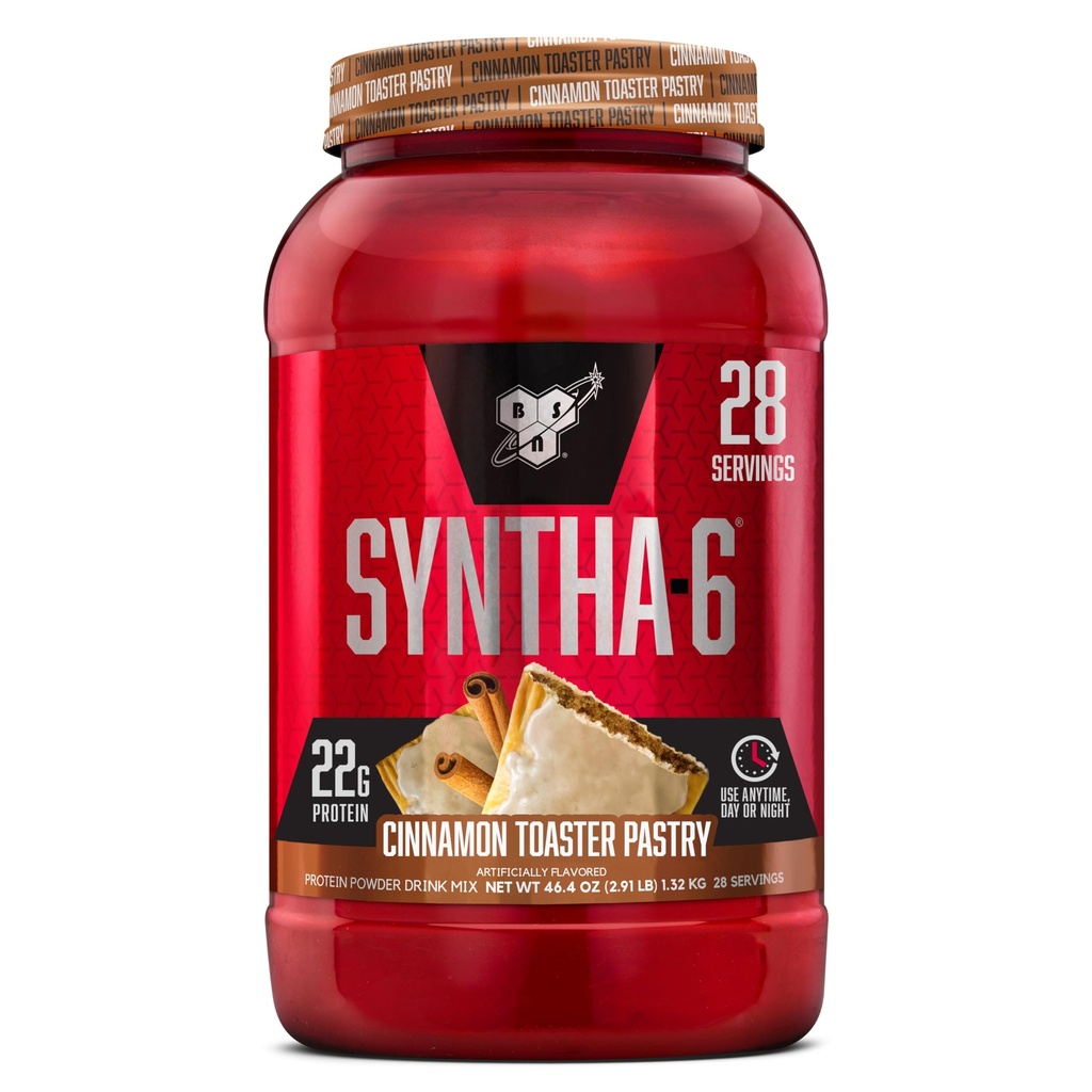 BSN SYNTHA-6 Pulbere de proteine Premium cu 6g de Fibră, Proteină Whey, Micellar Casein, Proteină Lapte Izolat Blend, 5g Fat, Scorțișoară Toaster Paste, 28 Serviri (Packing May Vary)
