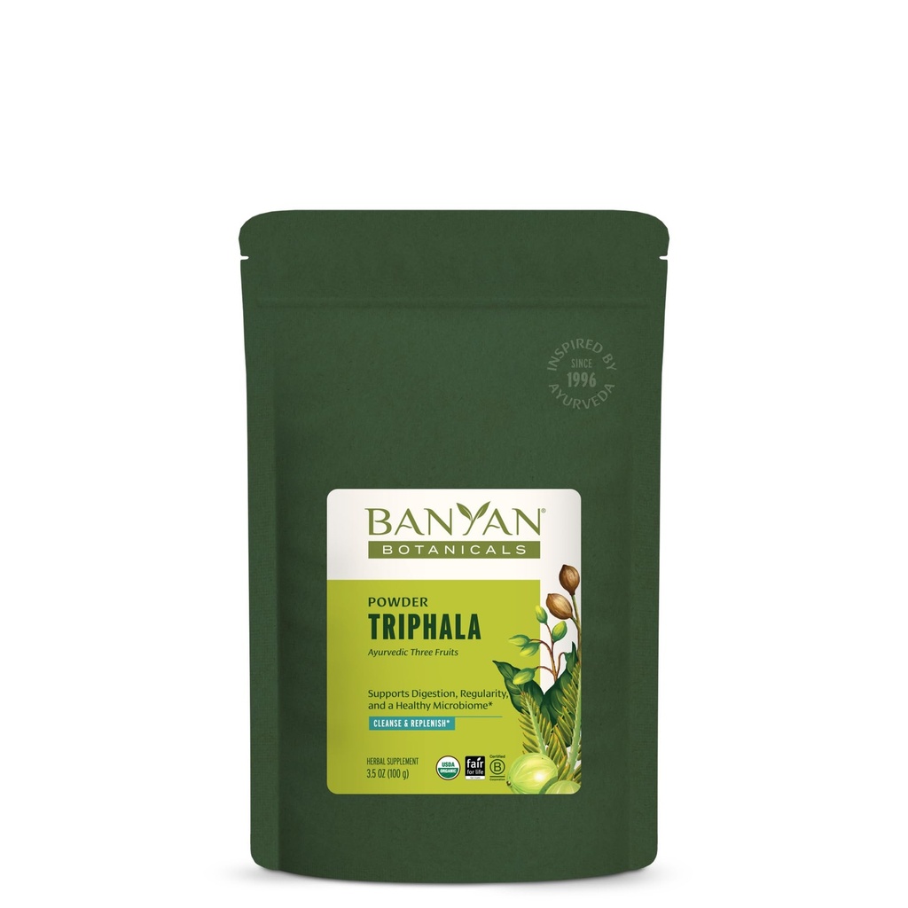 Banyan Botanics Triphala Powder - Organic Digestion Supplement with Amla, Haritaki & Bibhitaki 