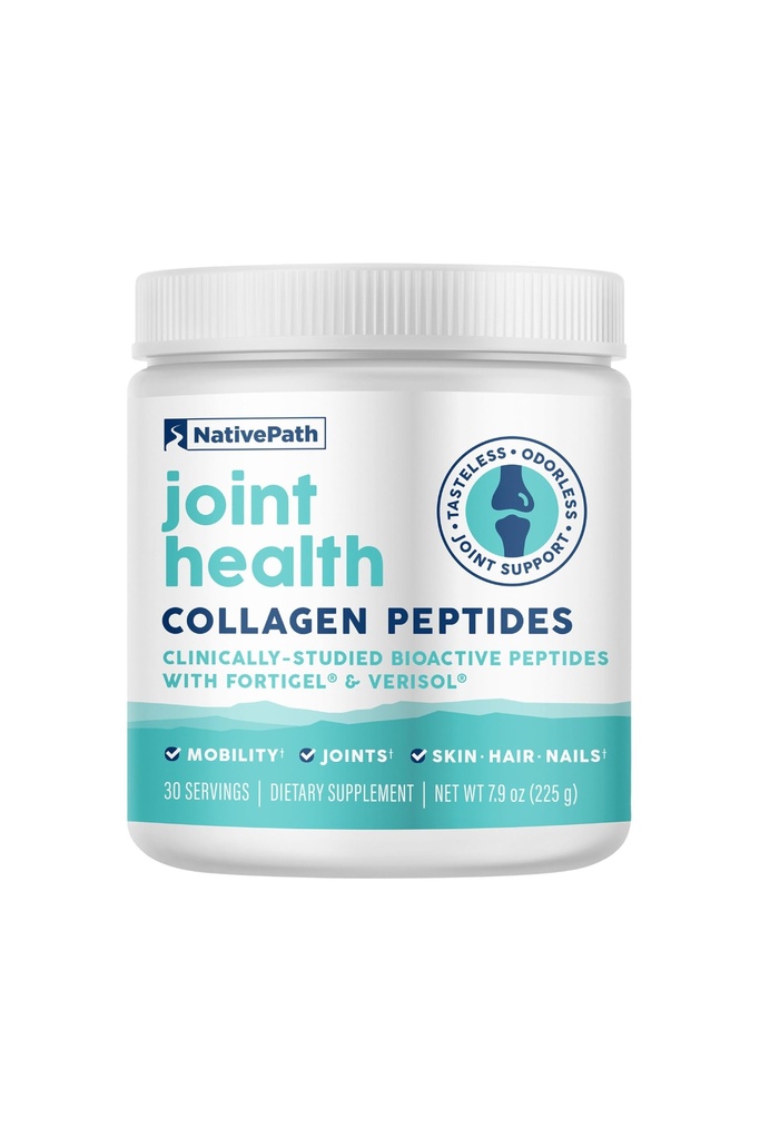NativePath Joint Health Advanced Formula, Tip 1 & 3 Peptides cu Fortigel & Verisol, Grass-Fed Colagen pentru femei și bărbați, 30 Serviri