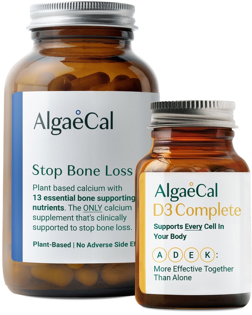 ALGAECAL Bundle - Vitamina D3 Completă (1000 UI) + K2, VIT E, VIT A Basic Plant-Based Calciu pentru suport osos