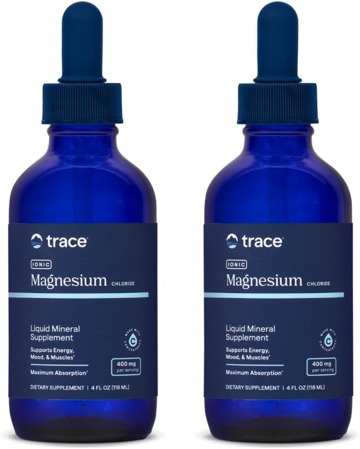 Trace Minerals Ionic Magneziu 400mg - Brain Health & Energy Supplement - Lichid suplimentar pentru a ajuta Imuna Sănătate - Suplimentul zilnic cu minerale esențiale - 4 fl oz (64 Servings)