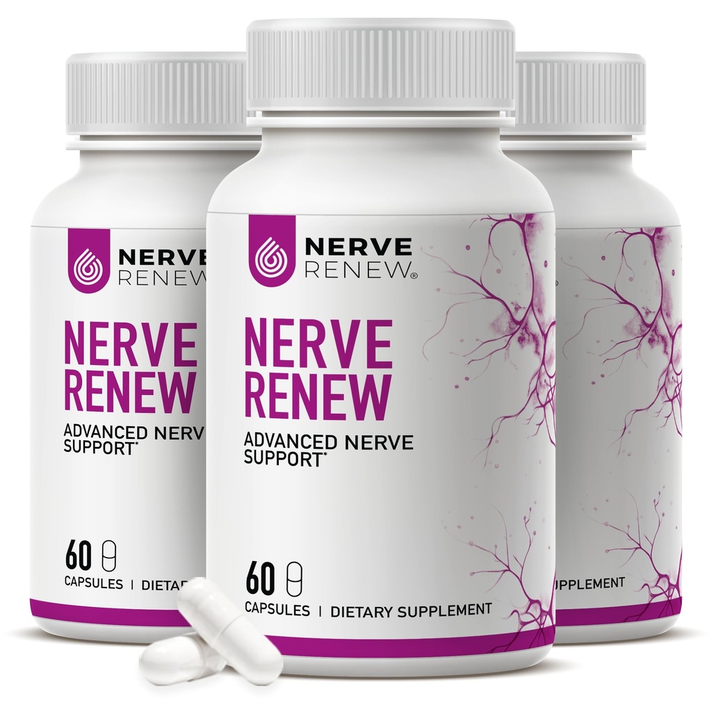 NERVE RENEW Advanced Nerve Support - 300 mg Acid lipoic R-Alfa stabilizat, Vitamina B Complex, Benfotiamină, plante aromatice pentru suport rapid