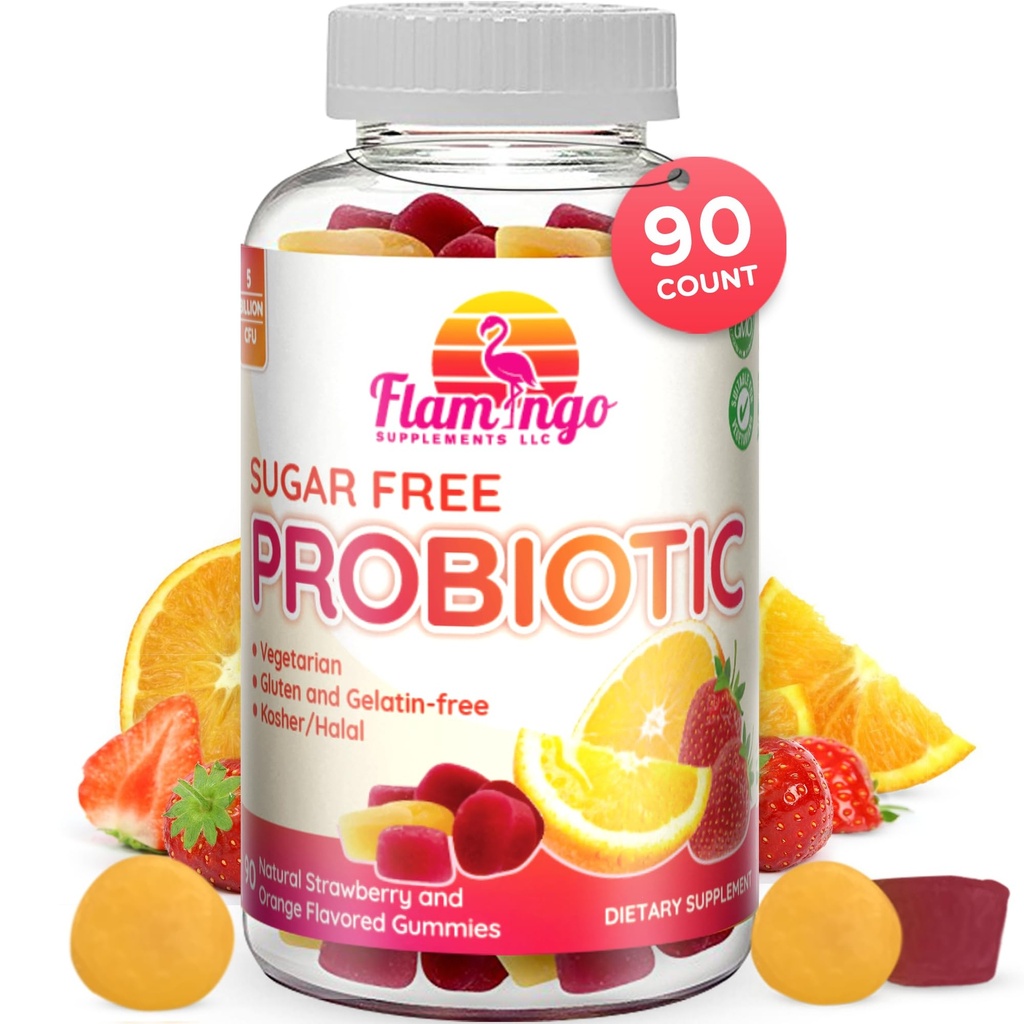 Gume probiotice Zahăr Free- 3 Miliarde CFU Reduce gaz, Blooting - Probiotice pentru femei, copii și bărbați Probiotic- Bacillus Coagulans- Natural, Vegan, Vegetarian, Kosher, Halal  
