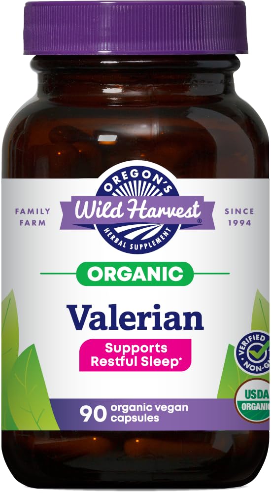 Oregon Wild Harvest, Certified Organic Valerian, Herbal Aid, 900 mg, 90 Count
