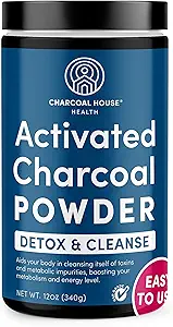 Charcoal House Detoxifiere și Cleanse USP Medical Grad Coconut Shell activat Charcoal pulbere - cu capacitate ridicată Adsorptive & Rapid Acting - Pudrat, Edible & Nutritional - 24 oz