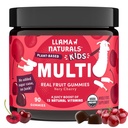 Llama Naturals Kids Multivitamine Gummies, Vegan, Organic cu vitamina D, C & K, Toddler Real Fruit Gummy Vitamine, Supliment masticabil, Întreaga alimente Multivitamine, Nu Adăugat trestie de zahăr, Cherry, 90 Ct