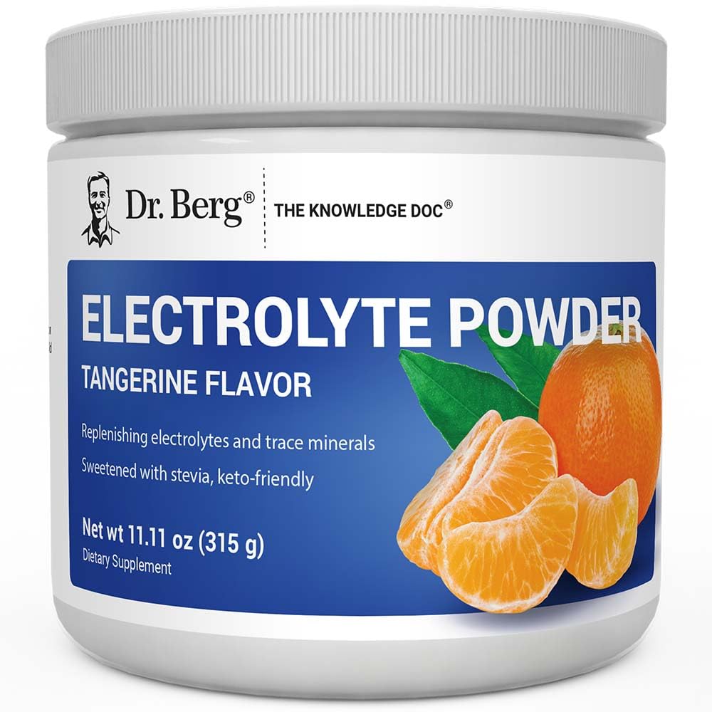 Dr. Berg Zero Hydration Keto Electrolyte pulbere - îmbunătăţit w/ 1000 mg de Sare de potasiu şi roz Himalayană (NOT Table Salt) - Tangerine Flavor Hidration Drink Mix Supliment - 50 Servings