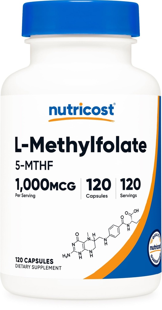Nutricost Metilfolat 1000mcg, 120 capsule vegetariene - gluten liber, non-GMO (folat metilat)