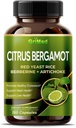 Citrus Bergamot 50:1 Extract 20,400 mg cu Red Yeast Rice, Usturoi, Anghinare pentru Colesterol sanatos, Heart Health - Made in The USA (150 Conte (Pachet de 1))