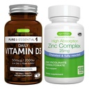 Daily Vitamina D3 + Complex de zinc Vegetarian Bundle, 365 2000iu Vitamina D3 Tablete + 25mg Picolinat de zinc Chelated & Bisglicinat cu cupru, de Igennus