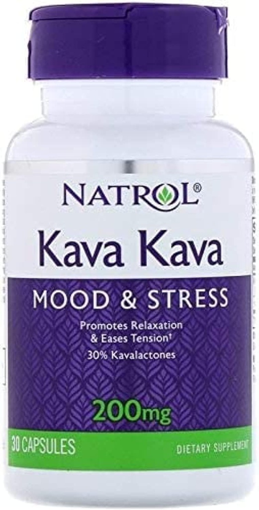 Natrol Kava Capsule, 200 Mg - 30 pe ambalaj - 3 ambalaje pe cutie.