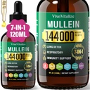 Picături Mullein pentru plămâni,144000 mg Extract de frunze Mullein pentru Plămâni Curățenie & Funcție respiratorie respirație sănătoasă Immun, Sistem digestiv, Supliment natural Herbal Zahăr și alcool-Free,120-Day Supply