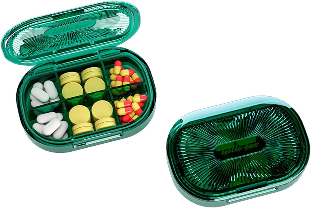 Cutie cu pastile mici, Proof de umiditate caz Pilula, Travel Pill Organizator pentru pungi de buzunar, Daily Portable Medicine Vitamina, ulei de pește, Supliment (Green)
