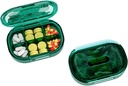 Cutie cu pastile mici, Proof de umiditate caz Pilula, Travel Pill Organizator pentru pungi de buzunar, Daily Portable Medicine Vitamina, ulei de pește, Supliment (Green)
