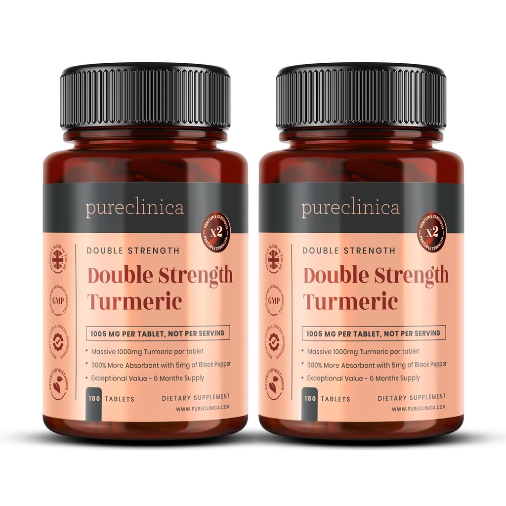 Putere dublă Turmeric - Masiv 1000mg x 360 comprimate - 200% mai mult Turmeric şi naturale niveluri de Curcumina potent pe comprimat - cu 5mg Pepper Extract negru pentru 300% Absorbţie crescută