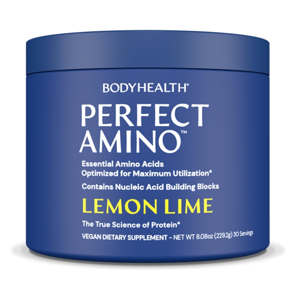 BodyHealth Perfect Amino Powder - BCAA și EAA pulbere pentru antrenament Pre și Post - Amino Acid Energy Drink pentru bărbați și femei pentru a sprijini Lean musculare și de recuperare - Lămâie - 30 Serviri