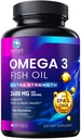 Omega 3 ulei de pește 2400 mg Supliment, Sustenabil sursă, Triple Putere Omega-3 Supliment Softgels, Brain Health Support, EPA & DHA ulei de pește acizi grasi Suplimente, Gluten & OMG gratuit, 60 Softgels