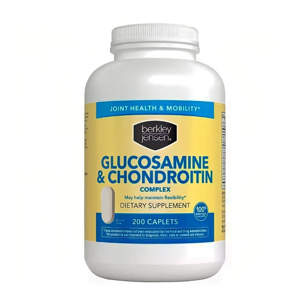 Berkley Jensen Glucosamină Chondroitin MSM Complex Boswellia - Triple Putere Advanced Dietary Supliment pentru articulații, Ligamente, Tendoane, Oase, Suport tesut Connectiv, 200 Caplete (Pachet de 1)