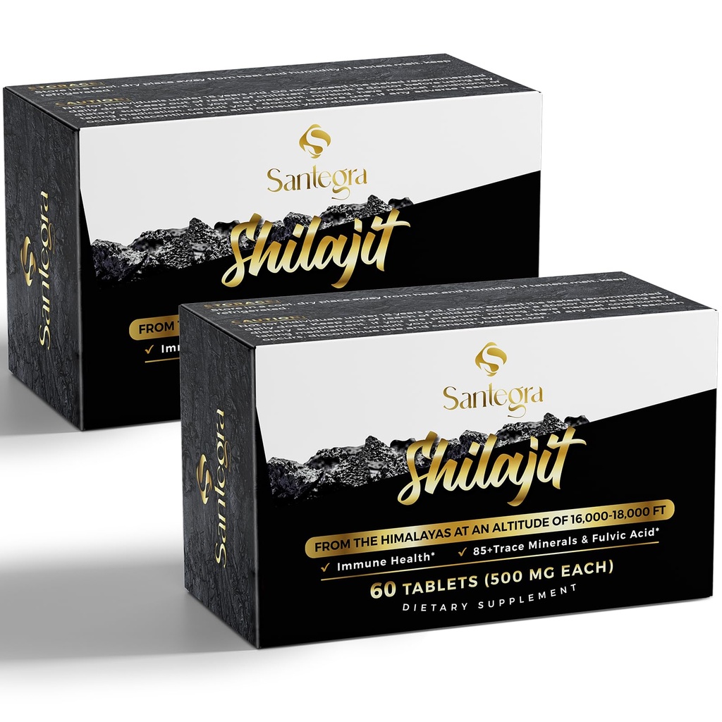 30.000 MG Shilajit Tablets, 100% Shilajit comprimate pure pentru femei și bărbați, Himalayan Organic, Acid pelvian & 85 + Minerale Trace, Suplimentul de resin pentru energie și sistemul imunitar, 120 Conte