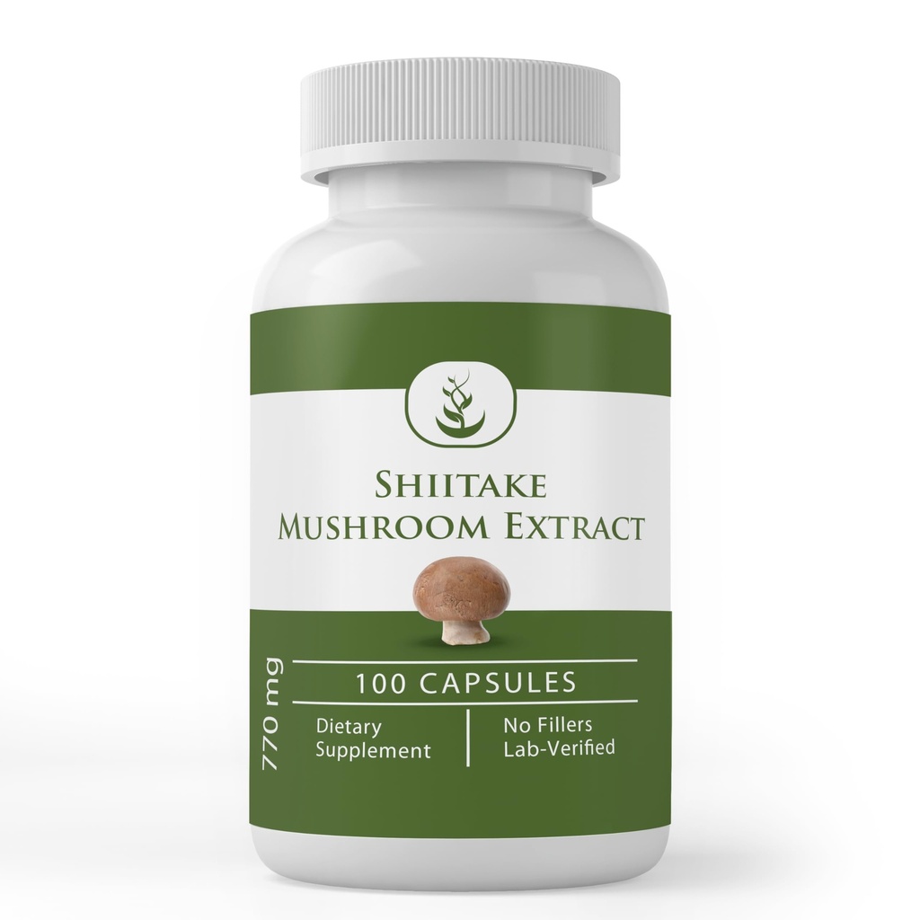 Ingrediente originale pure Extract de ciuperci Shiitake (100 capsule) întotdeauna pură, fără aditivi sau fillere, Lab verificat
