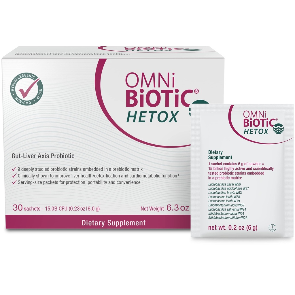 OMNi BiOTiC HETOX Probiotic Ficat Detoxifiere - Bifidobacterium & Lactobacillus Probiotic Supliment - Suport hipoalergic Gut-Liver - Detox non-GMO Curățește pentru bărbați și femei