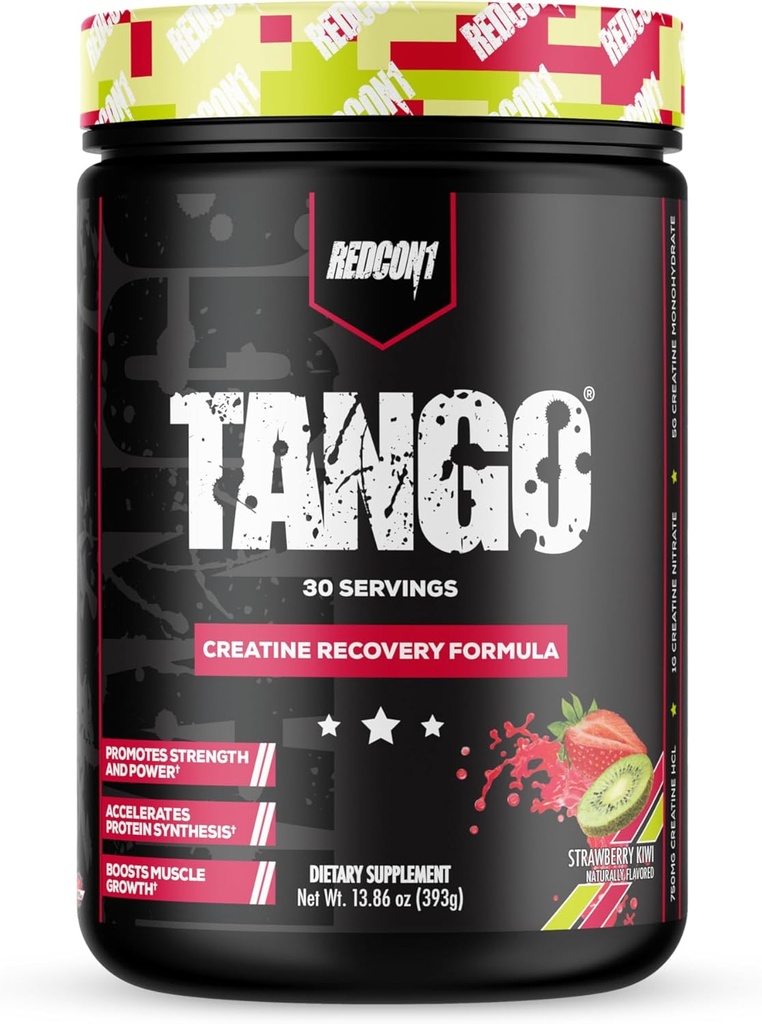 REDCON1 Tango Creatin Powder, Căpșuni Kiwi - Sugar Free + Keto Friendly Creatin Supliment - Betaine Anhidru pentru rezistenta si rezistenta musculara (30 Serviri)