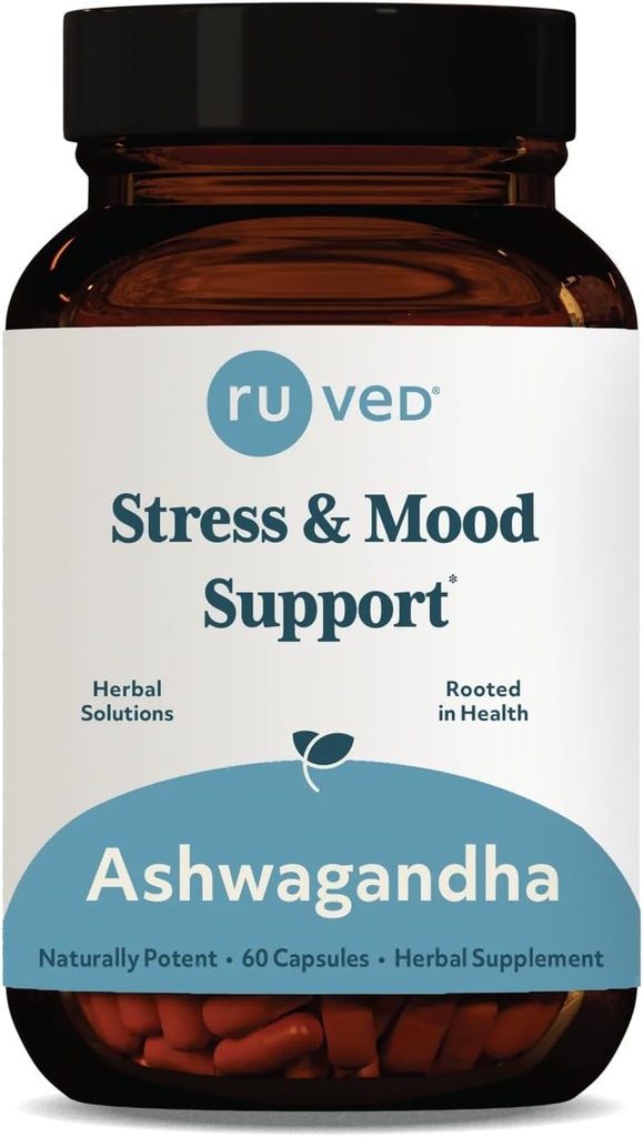 capsule Ashwagandha ruved - Organic Ashwagandha Supliment extract rădăcină pentru bărbați și femei, 500 mg per pilula pentru sănătate suprarenală și wellness generală - 60 Capete vegetariane (1 Număr)