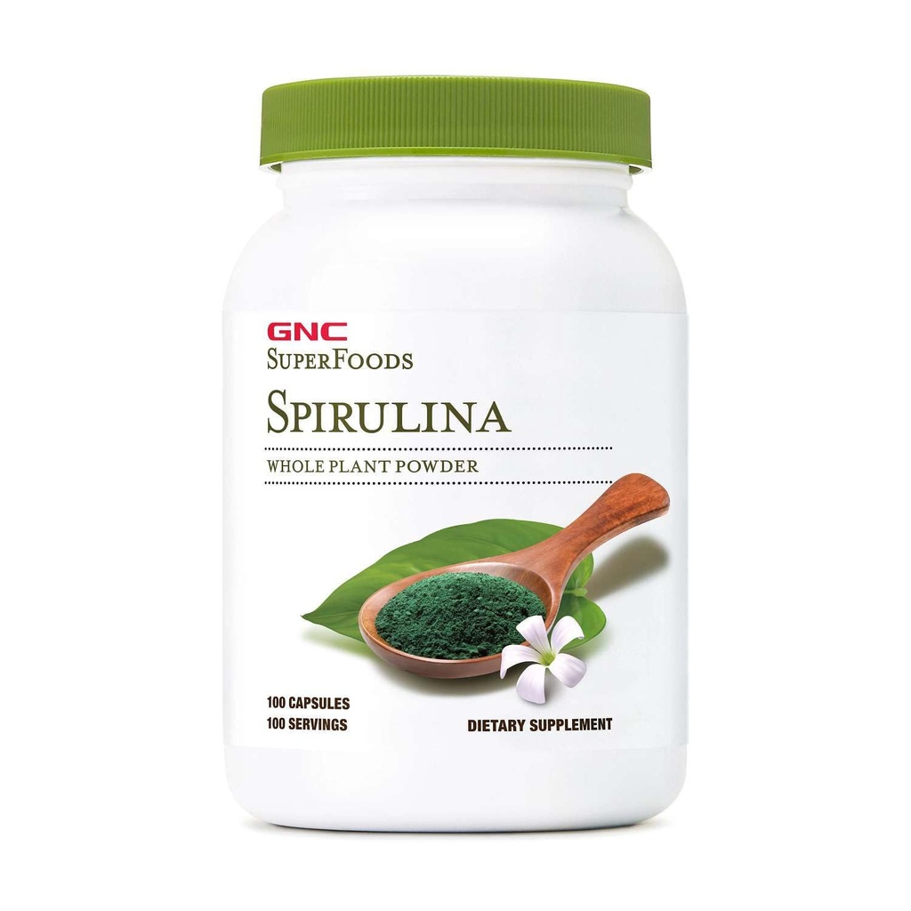GNC Superfoods Spirulina Capsule cu pulbere pentru plante întregi, 100 capsule, 100 Servings